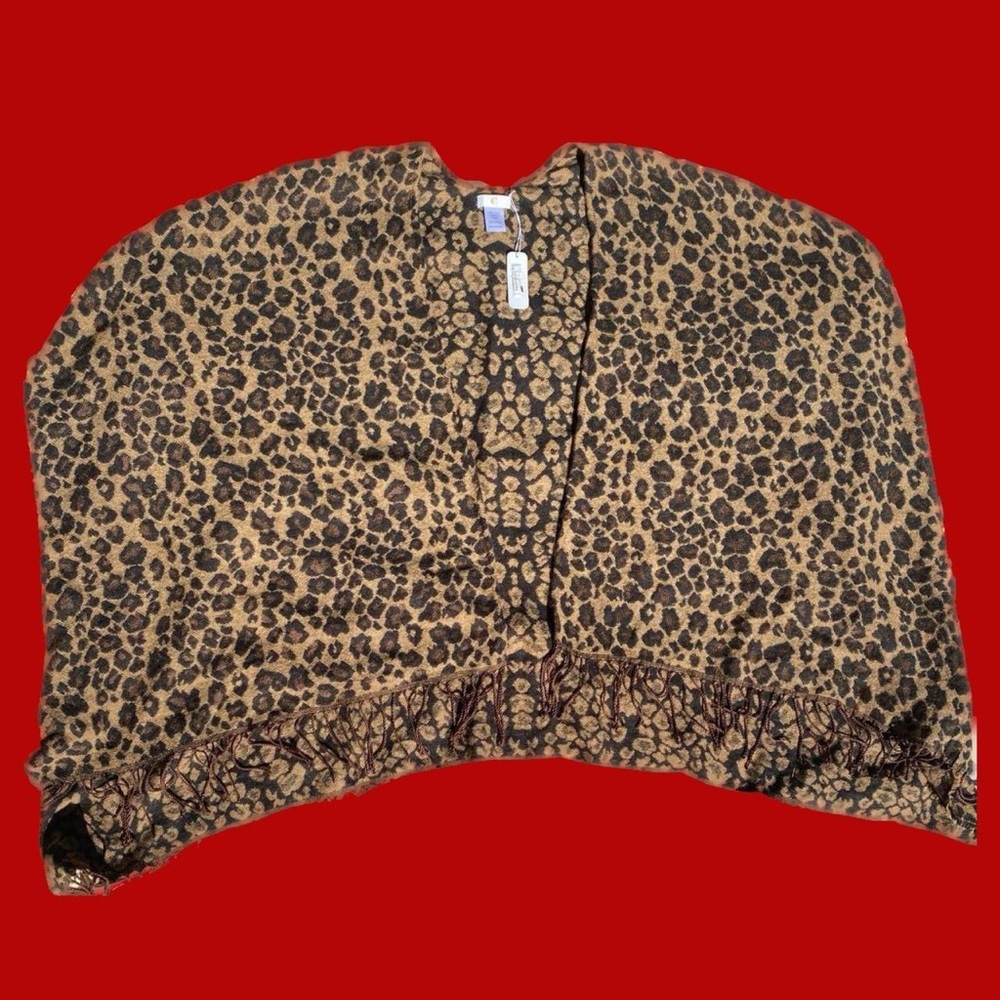 Cheetah Print Fringe Shawl